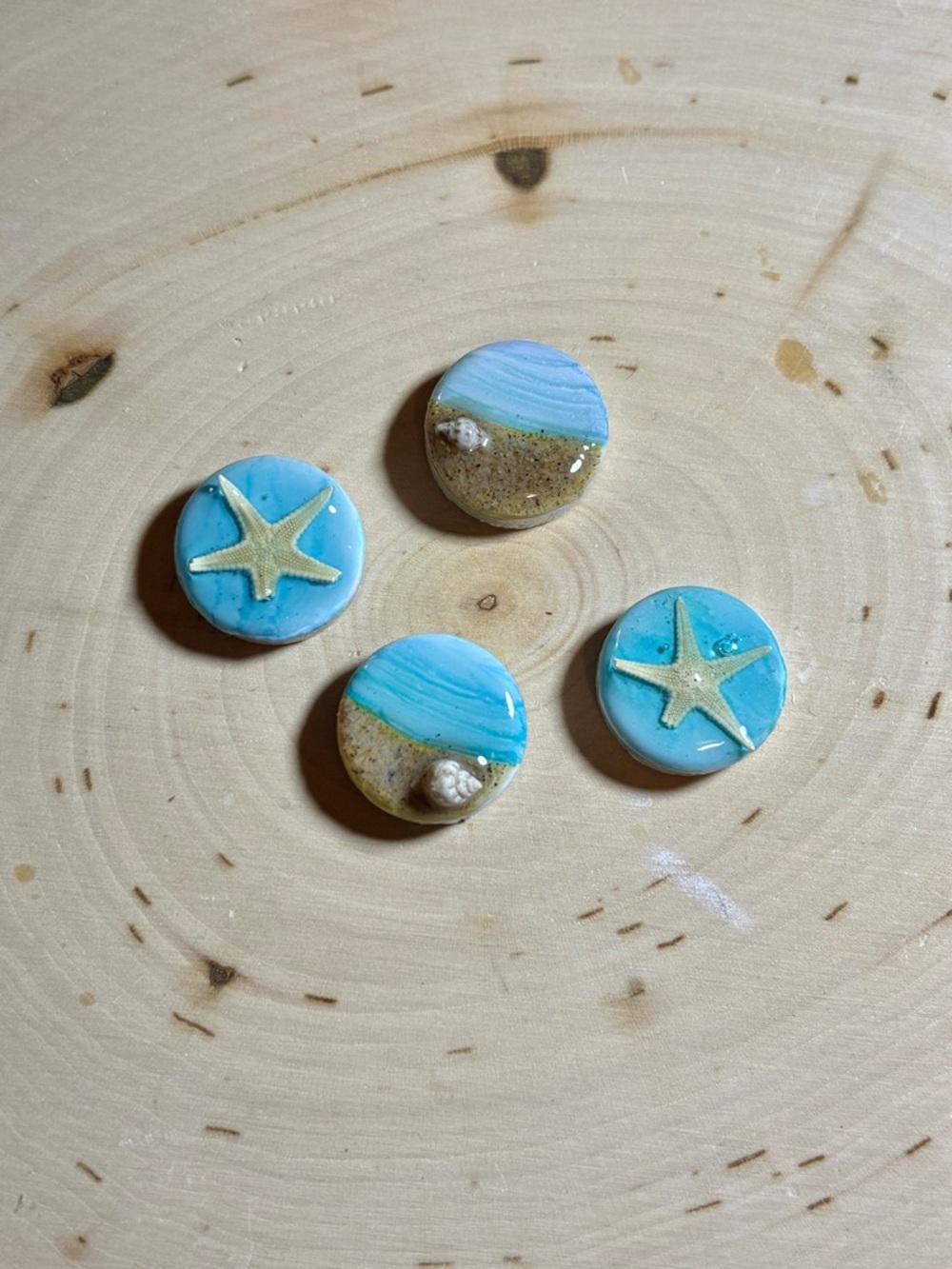 Mini Beach Magnets - Fridge Magnets - Ceramic Magnets - SET of 4